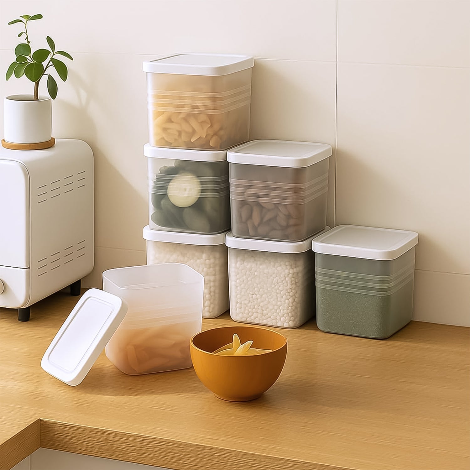 Transparent Square Plastic Food Storage Container Set (6 Pc) Transparent Square Plastic Food Storage Container Set (6 Pc)